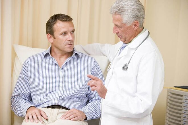 a patient with prostatitis during a doctor's appointment